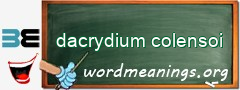 WordMeaning blackboard for dacrydium colensoi